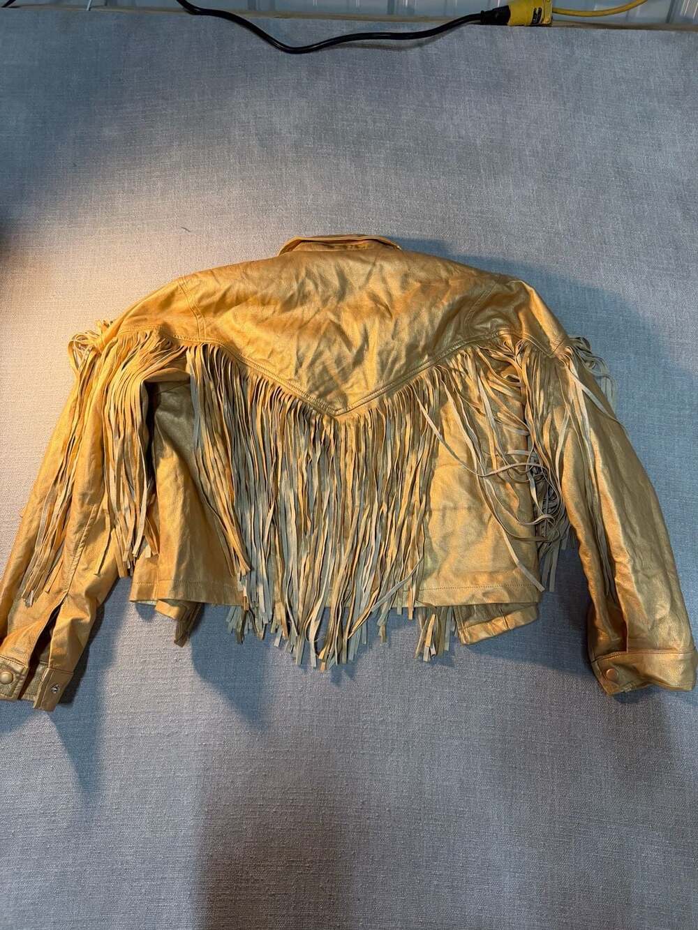 Nasty Gal Collection Metallic Gold Faux Leather Fringe Western Jacket - Picture 7 of 8